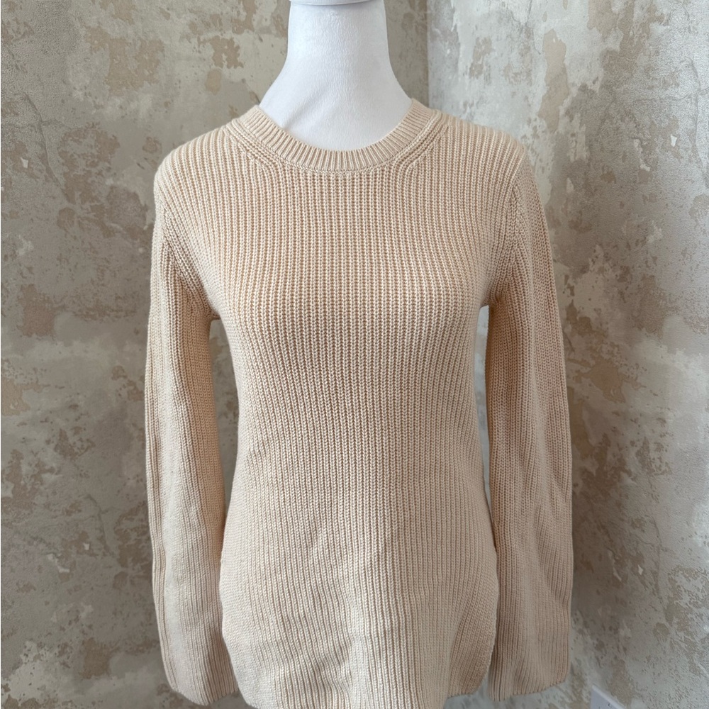 EVERLANE ORGANIC COTTON SLIM CREW SWEATER - CREAM